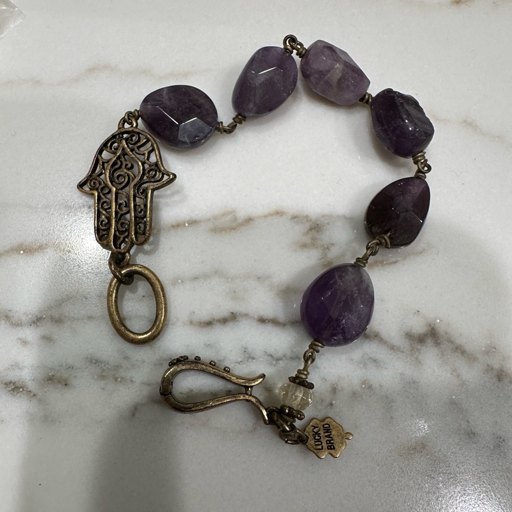 Lucky Brand Amethyst Bracelet hamsa